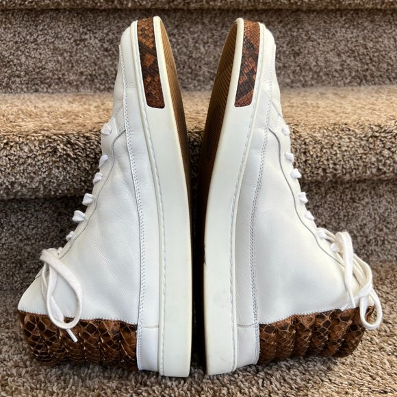 Gucci Men’s White Brown python snake skin  trim on front/back/tongue Limited Edt main image 15